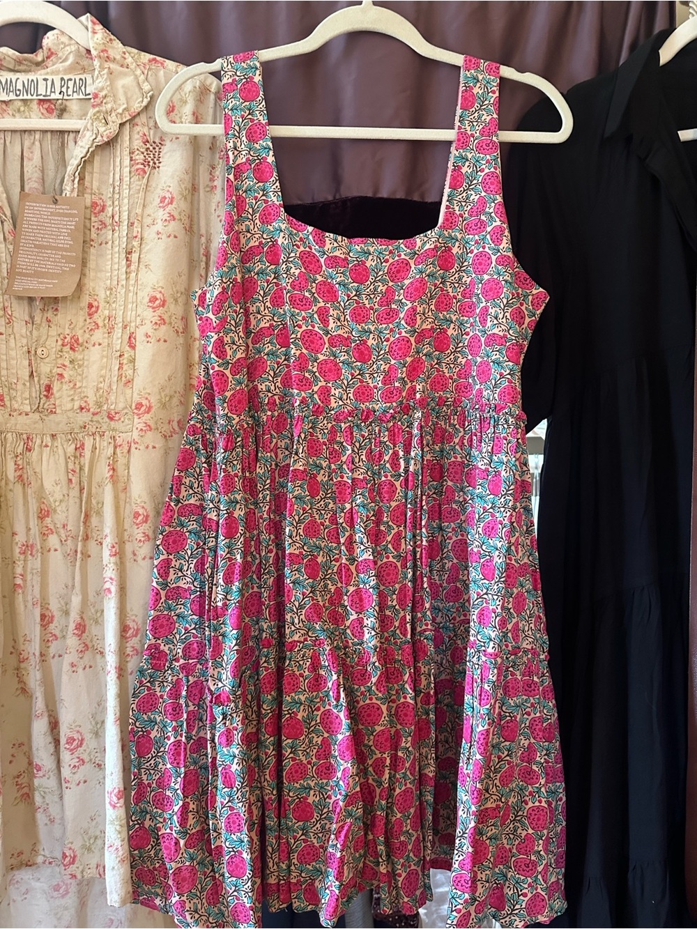 🍓Natural Life Tricia Strawberry Patch Raspberry Pink Pom Pom Mini Dress Large